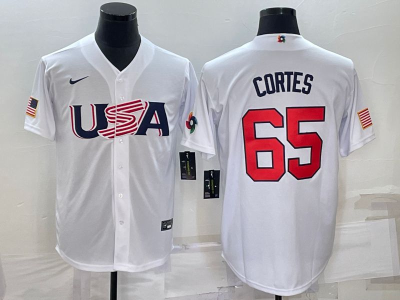 Men 2023 World Cub USA #65 Cortes White Nike MLB Jersey8->more jerseys->MLB Jersey